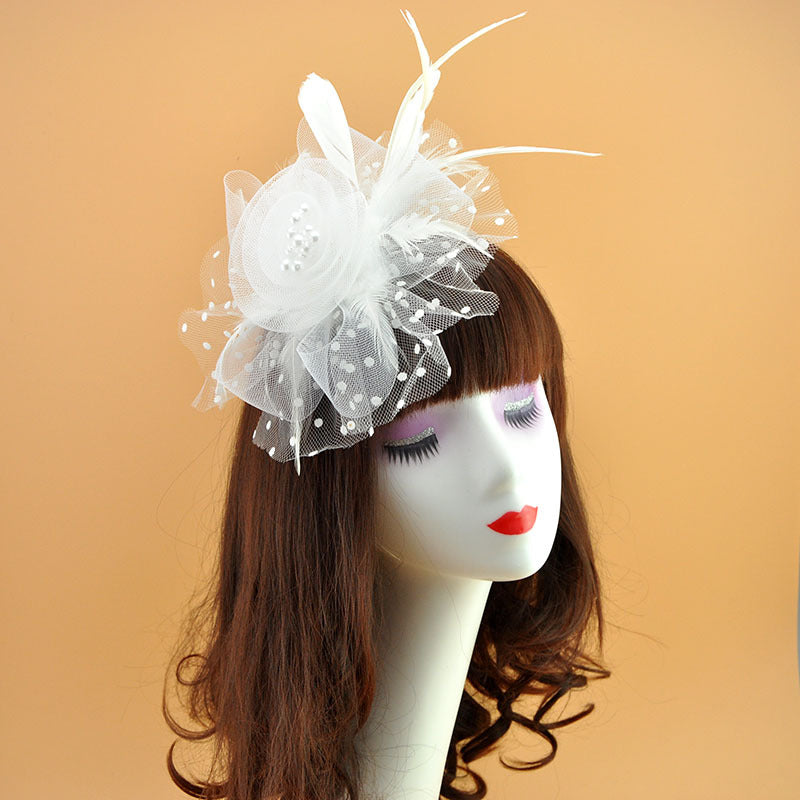 20 Pcs Artificial Flower Feather Mesh Net Veil Hat Accessories for DIY Wedding Tea Party Centerpieces