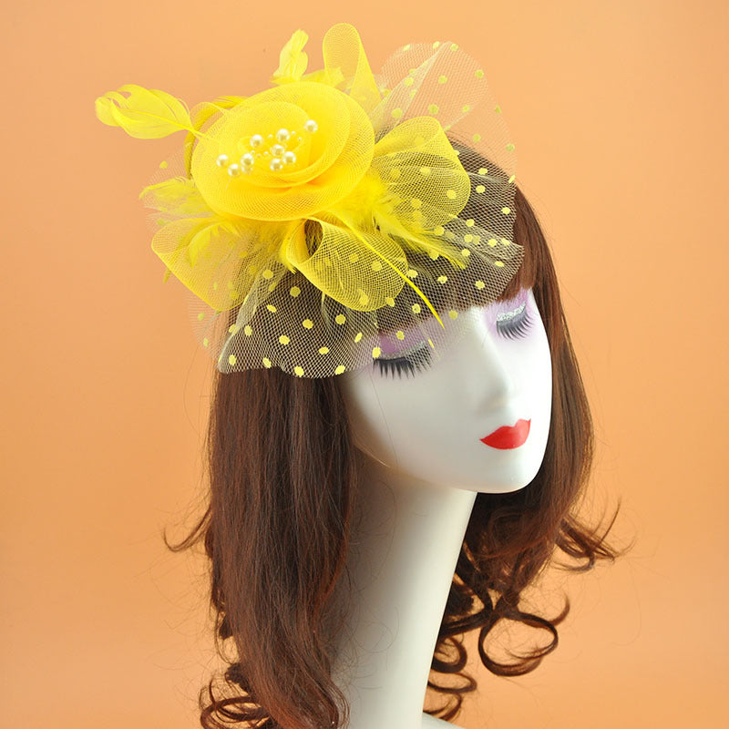 20 Pcs Artificial Flower Feather Mesh Net Veil Hat Accessories for DIY Wedding Tea Party Centerpieces