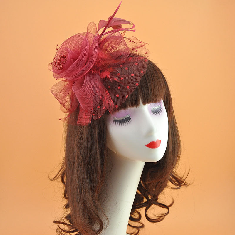 20 Pcs Artificial Flower Feather Mesh Net Veil Hat Accessories for DIY Wedding Tea Party Centerpieces