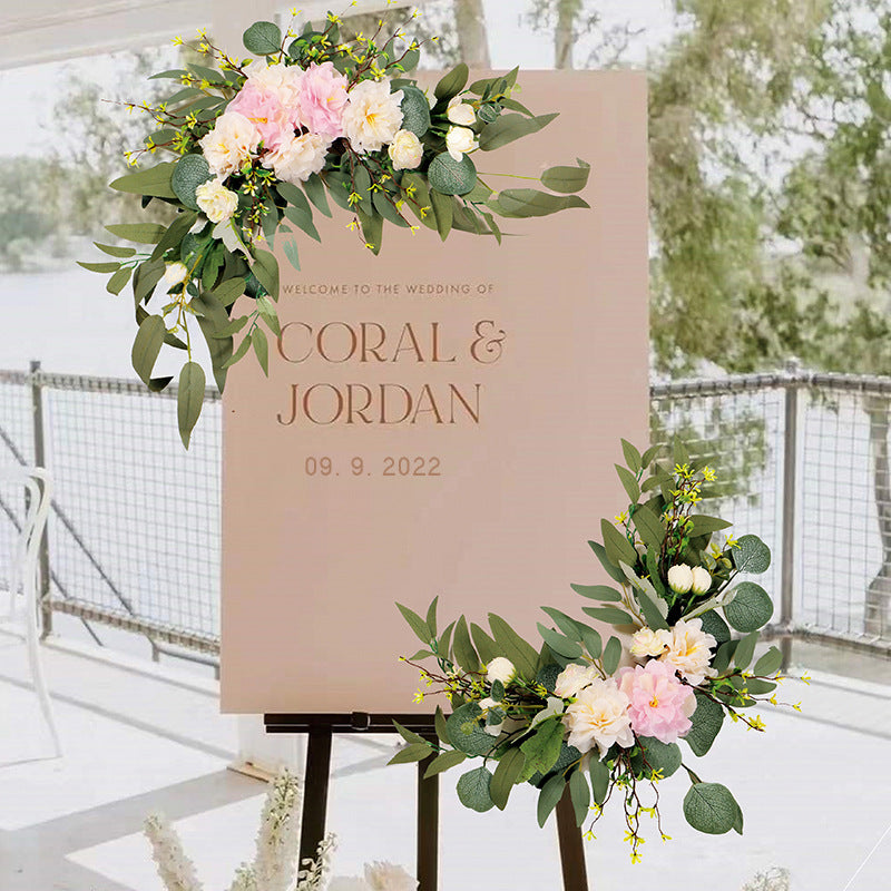 2 Pcs Artificial Rose, Peony & Sunflower Swag Arrangements for Wedding Party, Ceremony, Reception Decor