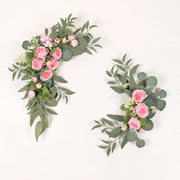 2 Pcs Artificial Rose, Peony & Sunflower Swag Arrangements for Wedding Party, Ceremony, Reception Decor