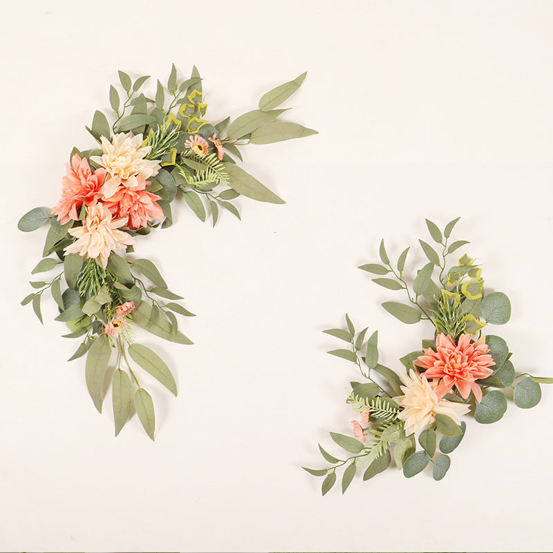2 Pcs Artificial Rose, Peony & Sunflower Swag Arrangements for Wedding Party, Ceremony, Reception Decor