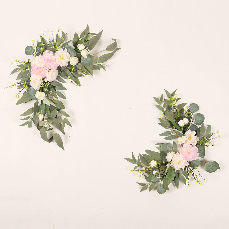 2 Pcs Artificial Rose, Peony & Sunflower Swag Arrangements for Wedding Party, Ceremony, Reception Decor