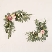 2 Pcs Artificial Rose, Peony & Sunflower Swag Arrangements for Wedding Party, Ceremony, Reception Decor