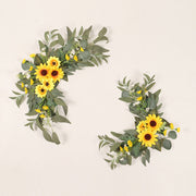 2 Pcs Artificial Rose, Peony & Sunflower Swag Arrangements for Wedding Party, Ceremony, Reception Decor