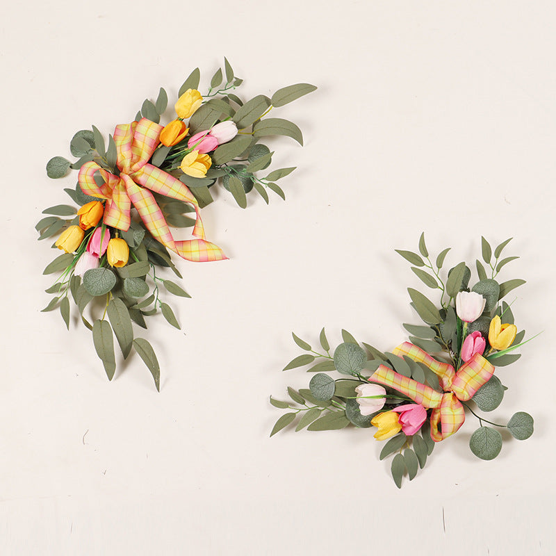 2 Pcs Artificial Rose, Peony & Sunflower Swag Arrangements for Wedding Party, Ceremony, Reception Decor