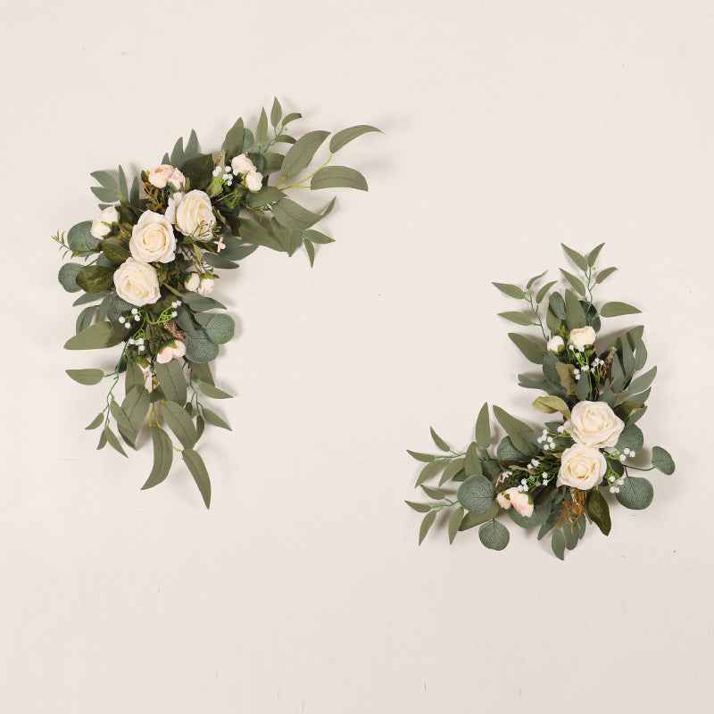 2 Pcs Artificial Rose, Peony & Sunflower Swag Arrangements for Wedding Party, Ceremony, Reception Decor