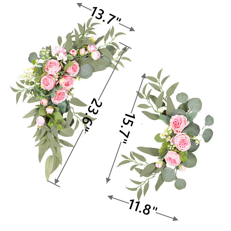 2 Pcs Artificial Rose, Peony & Sunflower Swag Arrangements for Wedding Party, Ceremony, Reception Decor
