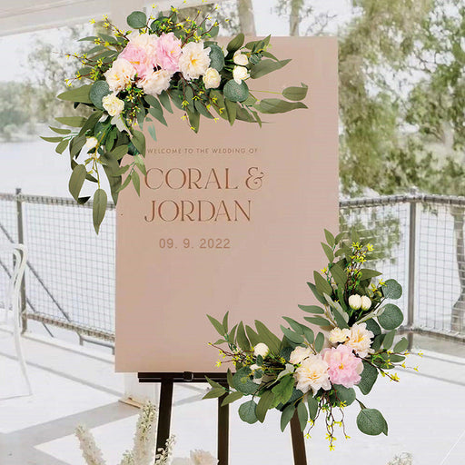 2 Pcs Artificial Rose, Peony & Sunflower Swag Arrangements for Wedding Party, Ceremony, Reception Decor