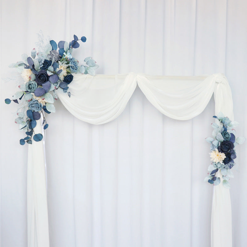2 Pcs Artificial Blue Flower Swag for Wedding Arch, Silk Floral Decoration Kit