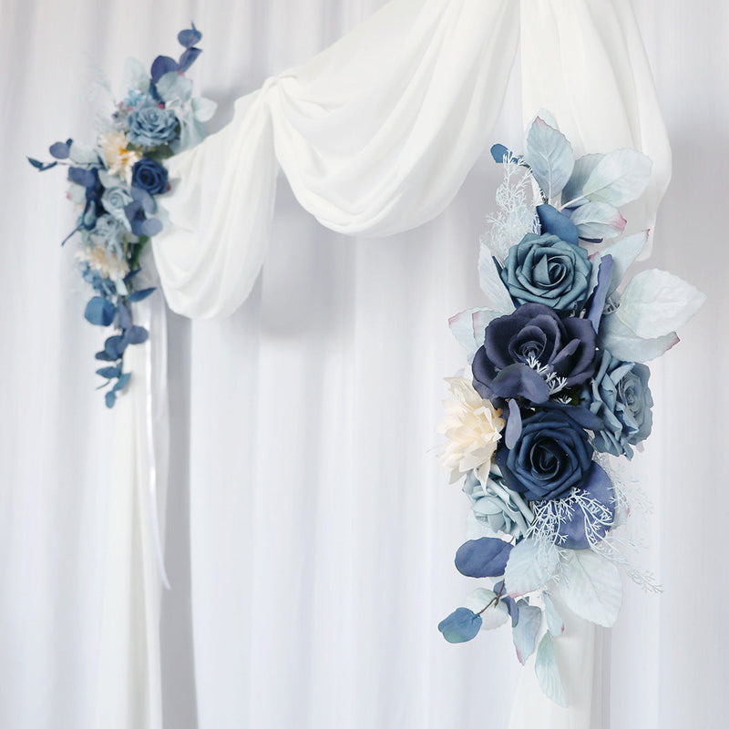 2 Pcs Artificial Blue Flower Swag for Wedding Arch, Silk Floral Decoration Kit
