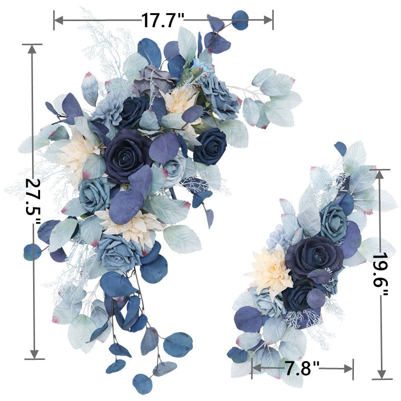 2 Pcs Artificial Blue Flower Swag for Wedding Arch, Silk Floral Decoration Kit