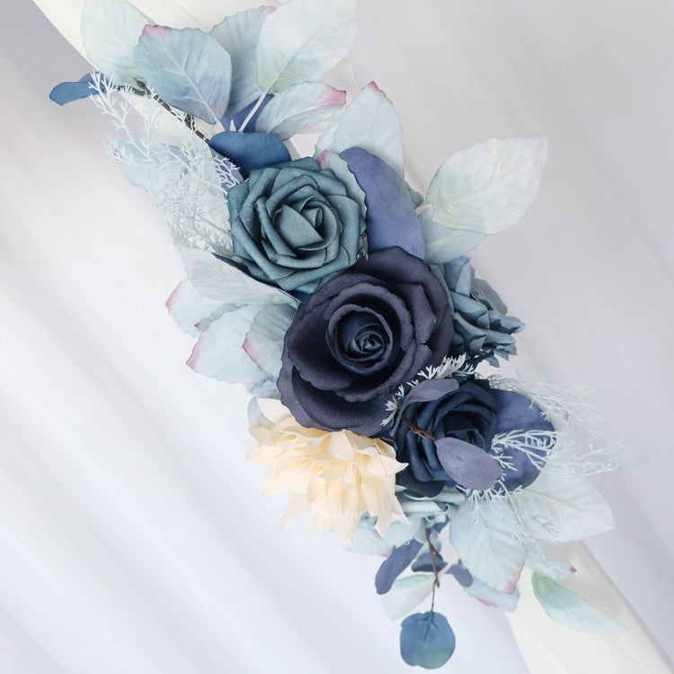 2 Pcs Artificial Blue Flower Swag for Wedding Arch, Silk Floral Decoration Kit