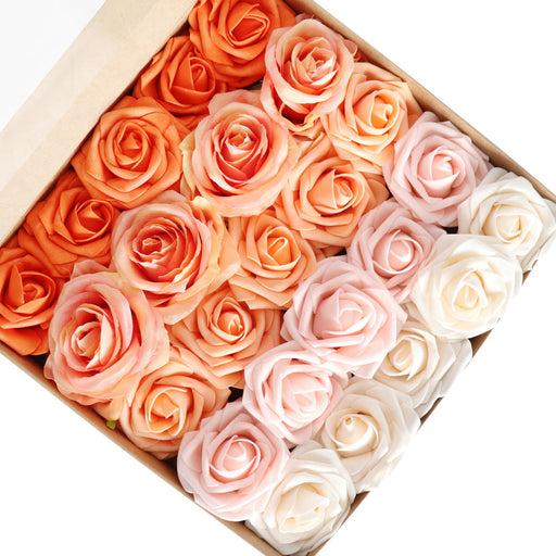 Champagne Mixed Rose Artificial Flowers 12 Inch Real Touch 10 Pcs with Stems Bulk Wholesale