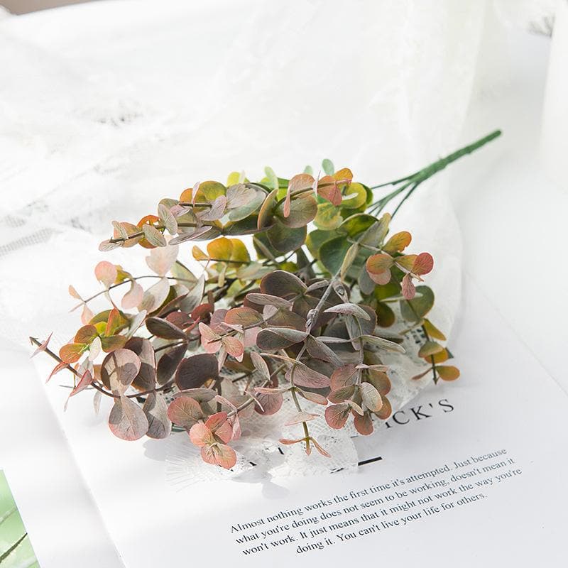 Artificial Eucalyptus Bush 12 Inch 10 Pcs Bulk Silk Green Leaves Branches
