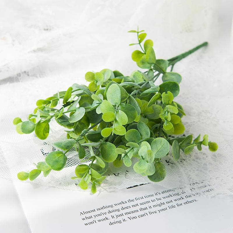 Artificial Eucalyptus Bush 12 Inch 10 Pcs Bulk Silk Green Leaves Branches