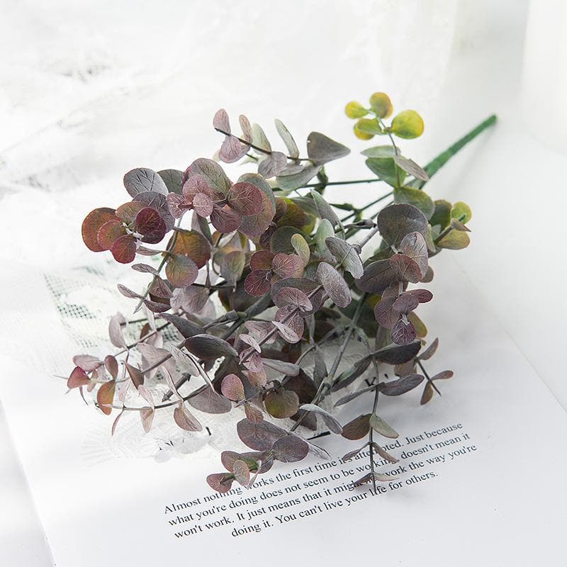 Artificial Eucalyptus Bush 12 Inch 10 Pcs Bulk Silk Green Leaves Branches