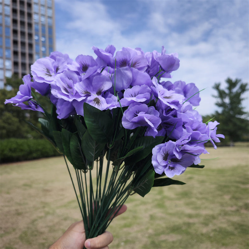 8 Pcs Silk Pansy Bushes Artificial Flowers UV Resistant Outdoor Plants
