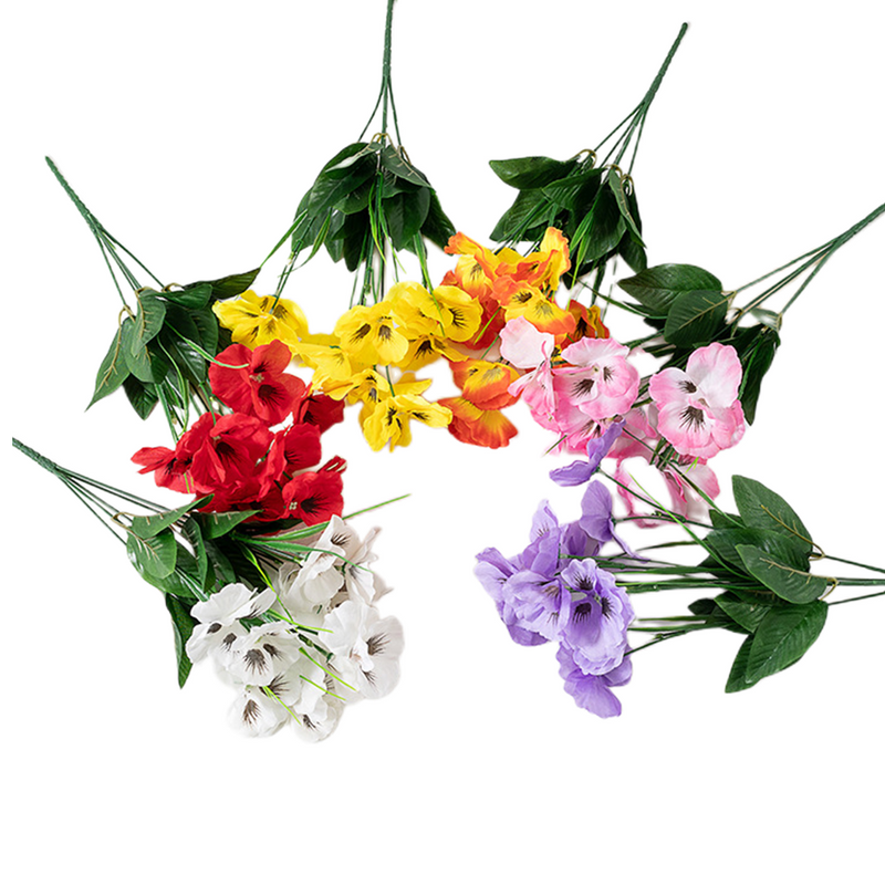 8 Pcs Silk Pansy Bushes Artificial Flowers UV Resistant Outdoor Plants