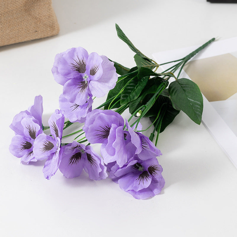 8 Pcs Silk Pansy Bushes Artificial Flowers UV Resistant Outdoor Plants