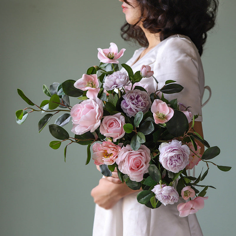 8 Colors Artificial Flower Bouquet 17 Inch Bulk Floral Arrangement