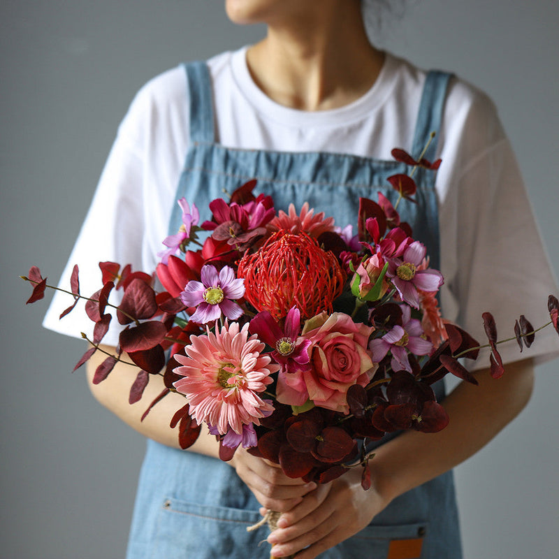 8 Colors Artificial Flower Bouquet 17 Inch Bulk Floral Arrangement
