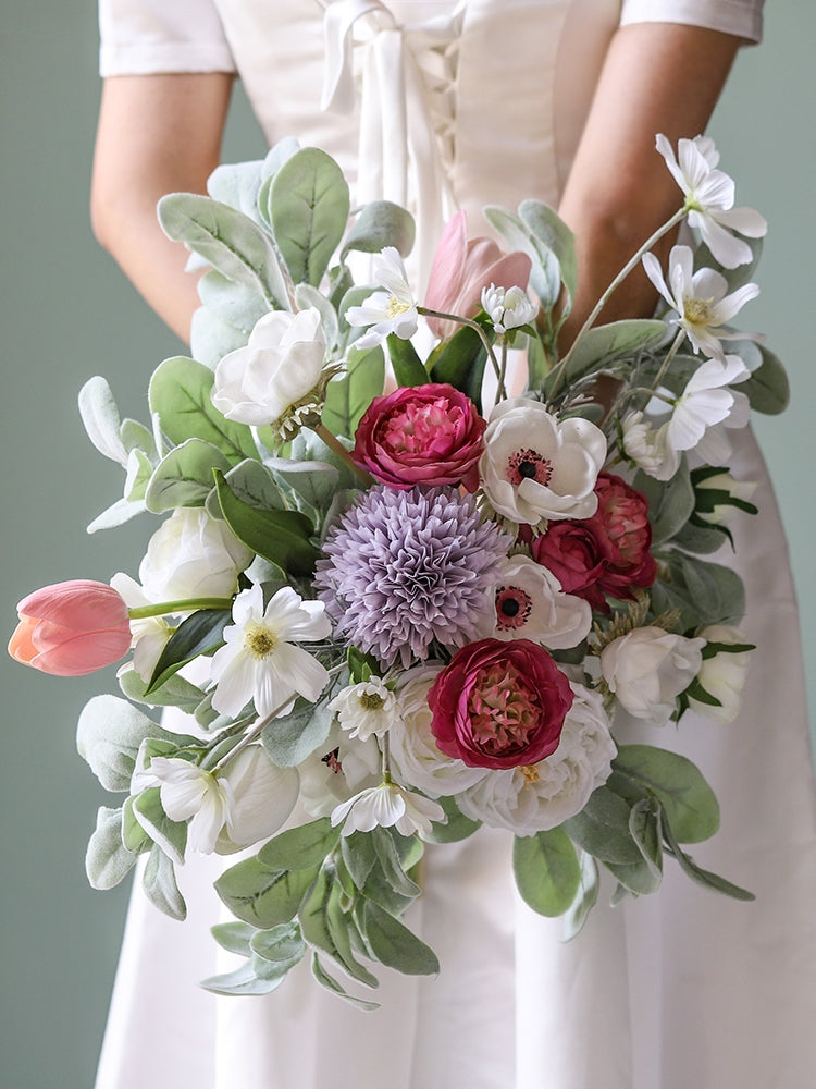 8 Colors Artificial Flower Bouquet 17 Inch Bulk Floral Arrangement
