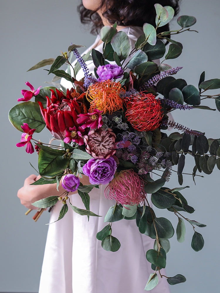 8 Colors Artificial Flower Bouquet 17 Inch Bulk Floral Arrangement