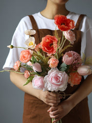 8 Colors Artificial Flower Bouquet 17 Inch Bulk Floral Arrangement