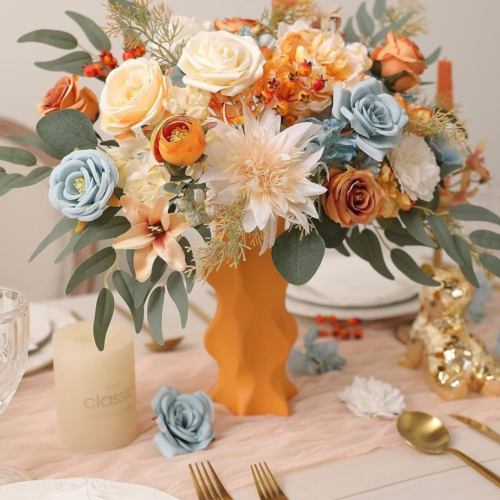 Artificial Flowers Combo Box Set, Silk Roses Stems for DIY Bridal Wedding Bouquets Baby Shower Floral Arrangements Centerpiece Table Party Home Decorations