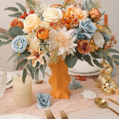 Artificial Flowers Combo Box Set, Silk Roses Stems for DIY Bridal Wedding Bouquets Baby Shower Floral Arrangements Centerpiece Table Party Home Decorations