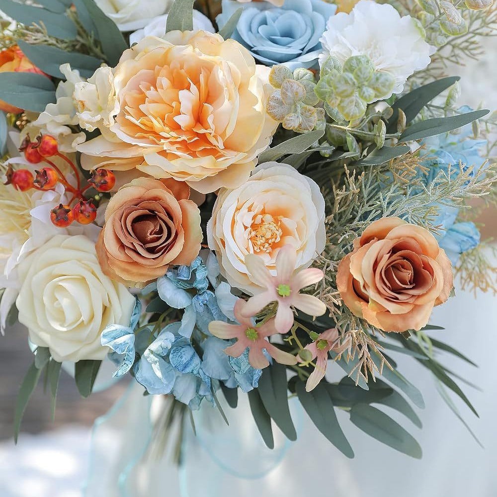 Artificial Flowers Combo Box Set, Silk Roses Stems for DIY Bridal Wedding Bouquets Baby Shower Floral Arrangements Centerpiece Table Party Home Decorations