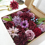 10 Pcs Burgundy Artificial Dahlia Flowers with Stems Bulk Wholesale Combo Set