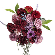 10 Pcs Burgundy Artificial Dahlia Flowers with Stems Bulk Wholesale Combo Set