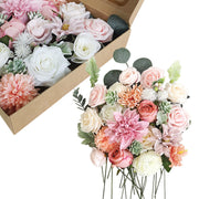 Artificial Flowers Combo Box Set, 50 Pcs Mixed Colors, Silk DIY Wedding Bouquet, Bridal Shower, Party, Home Decor