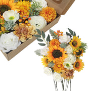 Artificial Flowers Combo Box Set, 50 Pcs Mixed Colors, Silk DIY Wedding Bouquet, Bridal Shower, Party, Home Decor