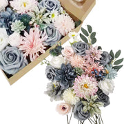 Artificial Flowers Combo Box Set, 50 Pcs Mixed Colors, Silk DIY Wedding Bouquet, Bridal Shower, Party, Home Decor
