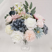 Artificial Flowers Combo Box Set, 50 Pcs Mixed Colors, Silk DIY Wedding Bouquet, Bridal Shower, Party, Home Decor