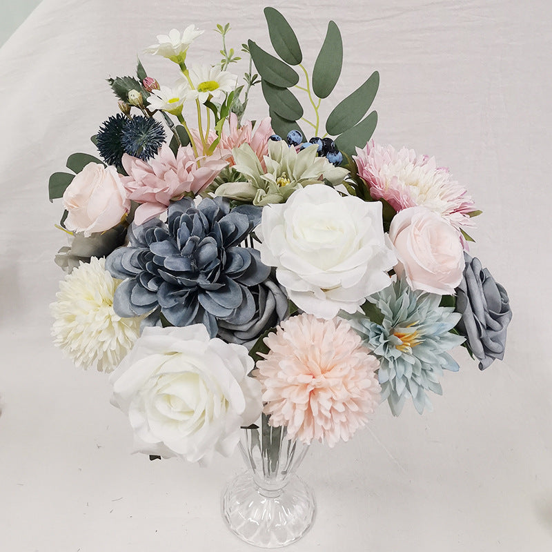 Artificial Flowers Combo Box Set, 50 Pcs Mixed Colors, Silk DIY Wedding Bouquet, Bridal Shower, Party, Home Decor