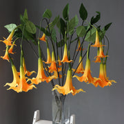 2 Pcs 32 Inch Artificial Datura Long Stem Flowers Real Touch Silk
