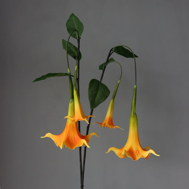 2 Pcs 32 Inch Artificial Datura Long Stem Flowers Real Touch Silk