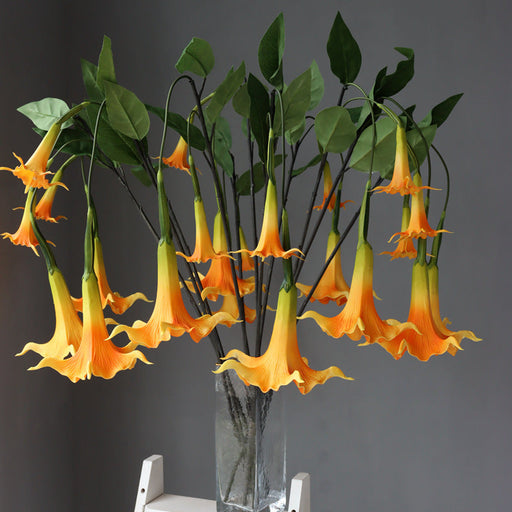 2 Pcs 32 Inch Artificial Datura Long Stem Flowers Real Touch Silk