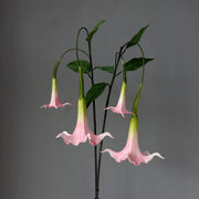 2 Pcs 32 Inch Artificial Datura Long Stem Flowers Real Touch Silk