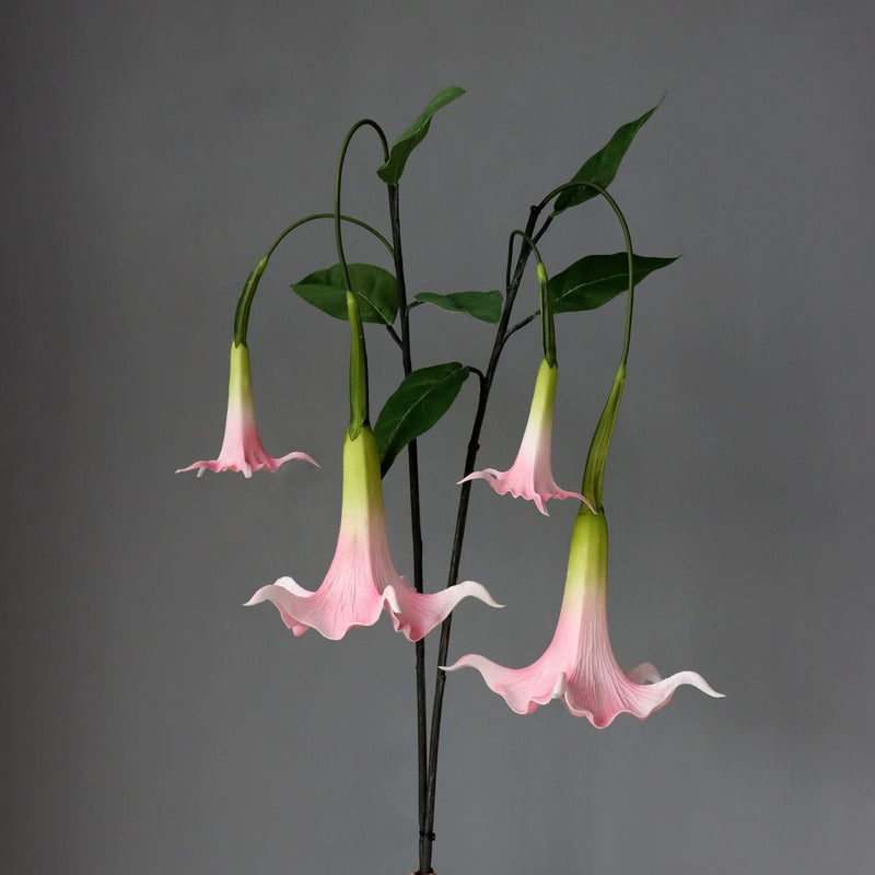 2 Pcs 32 Inch Artificial Datura Long Stem Flowers Real Touch Silk