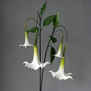 2 Pcs 32 Inch Artificial Datura Long Stem Flowers Real Touch Silk