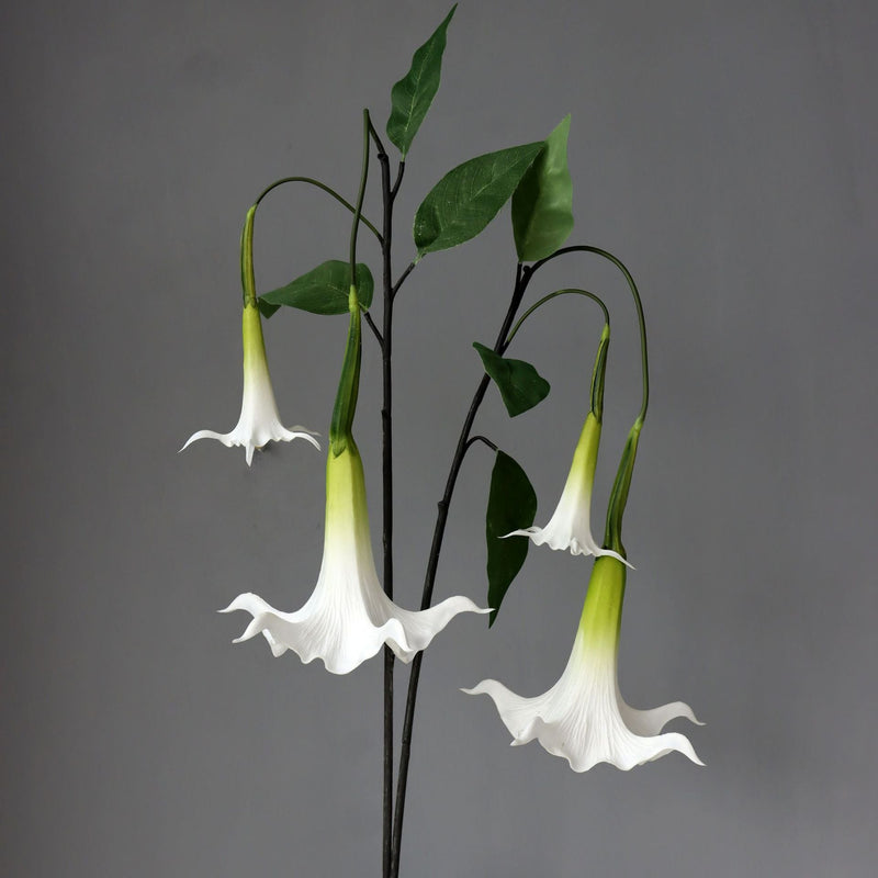 2 Pcs 32 Inch Artificial Datura Long Stem Flowers Real Touch Silk