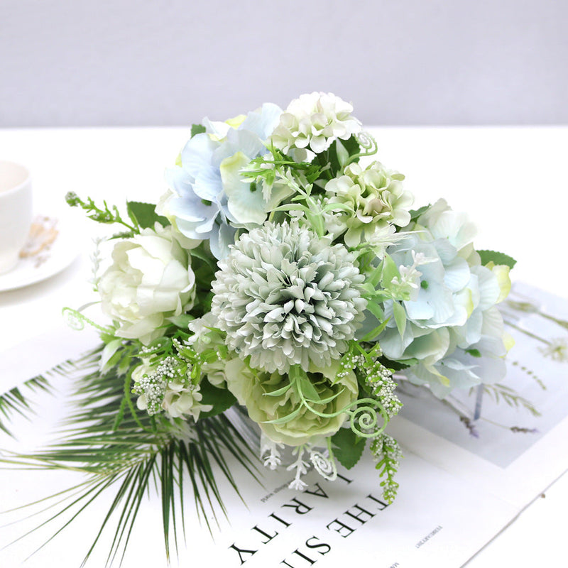 12 Inch Artificial Silk Peony and Hydrangea Flowers Bouquet, Bulk Wholesale, Mixed Colors