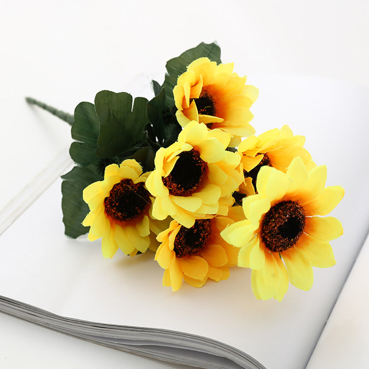 Artificial Sunflower Stems 12 Inch 10 Pcs Bulk Silk Sunflowers for Fall Indoor Outdoor Decoration
