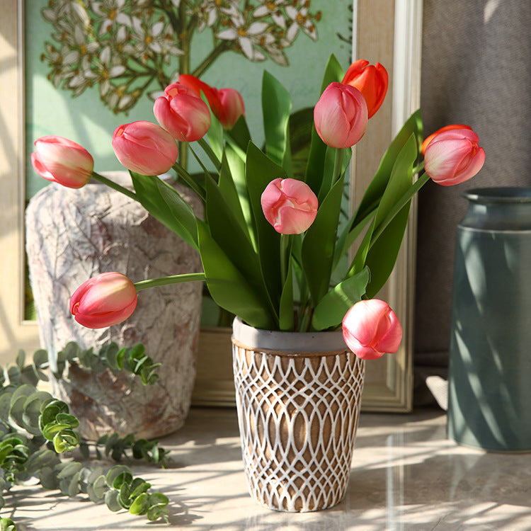 19 Inch Artificial Tulip Flowers 10 Pcs Real Touch Silk Tulip Stems Bulk Wholesale