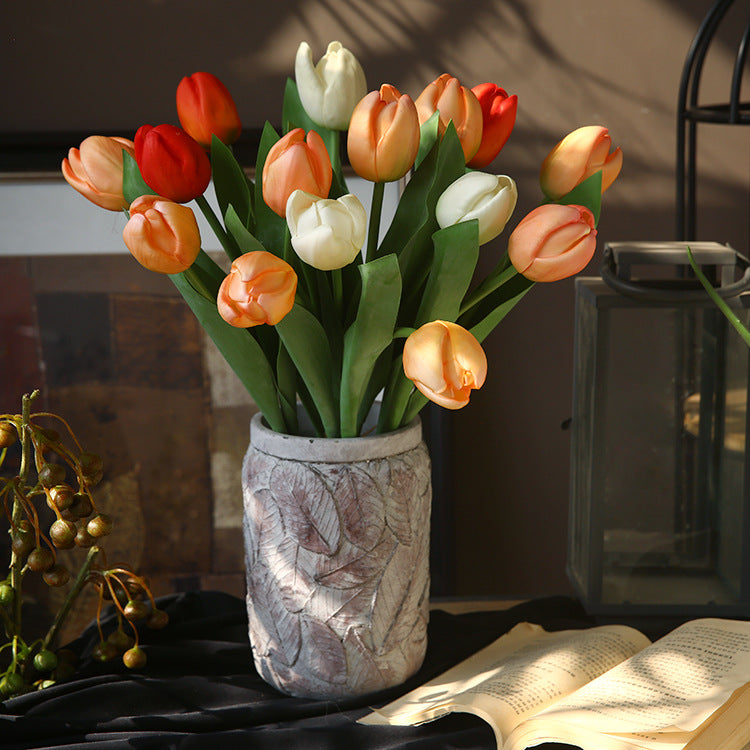 19 Inch Artificial Tulip Flowers 10 Pcs Real Touch Silk Tulip Stems Bulk Wholesale